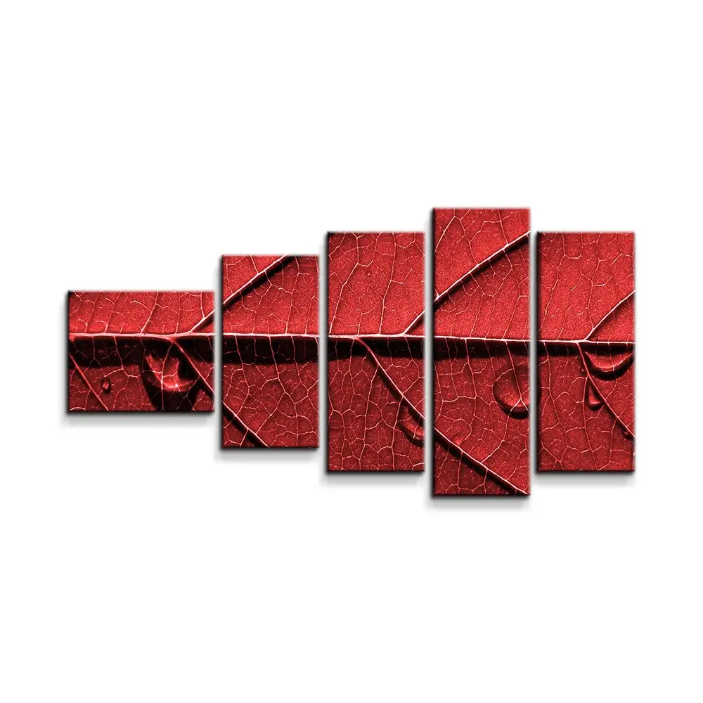 Obraz - 5-dílný Červený list - 100x60 cm