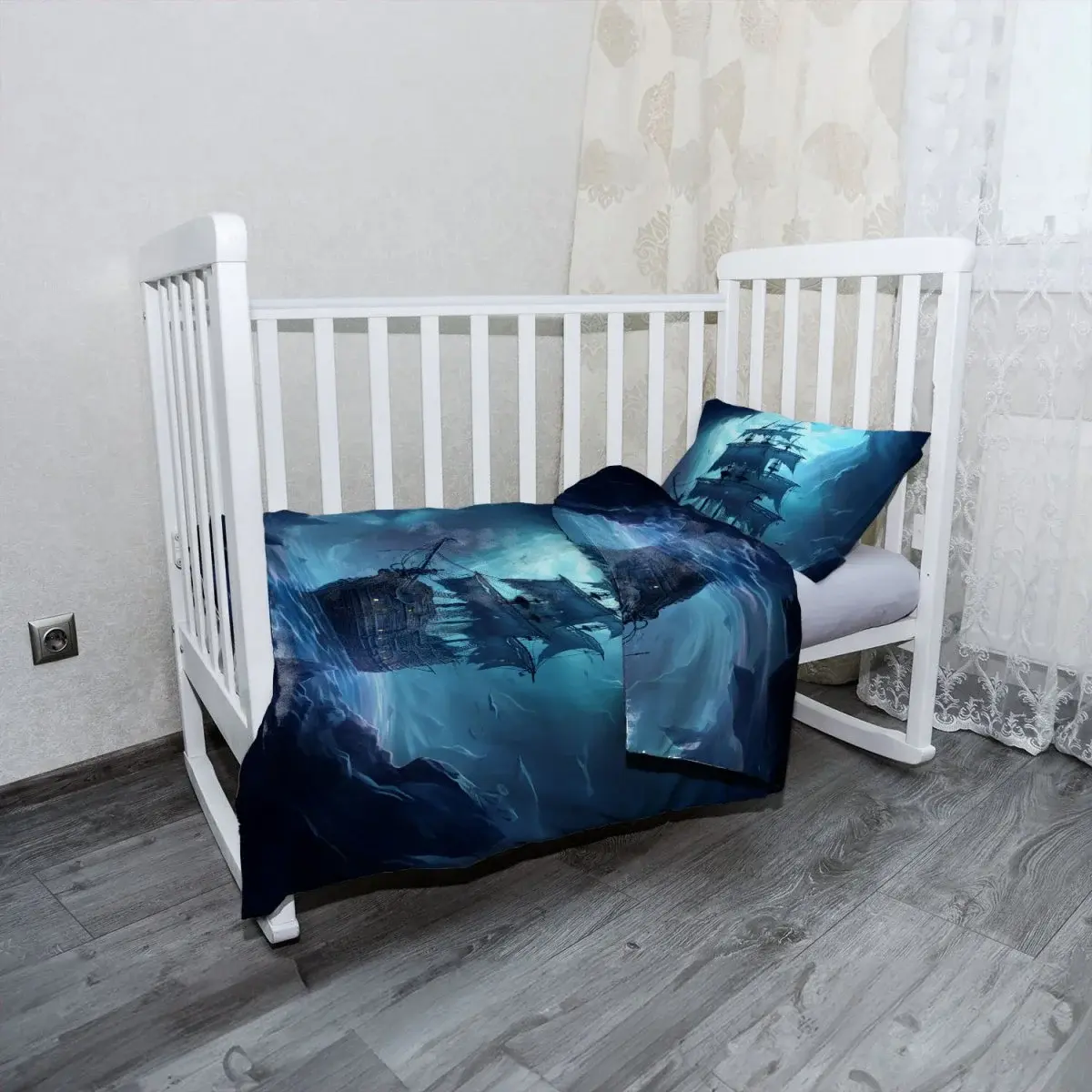 Mikroplyšové dětské povlečení do postýlky Plachetnice v průrvě - 130x90 / 40x60