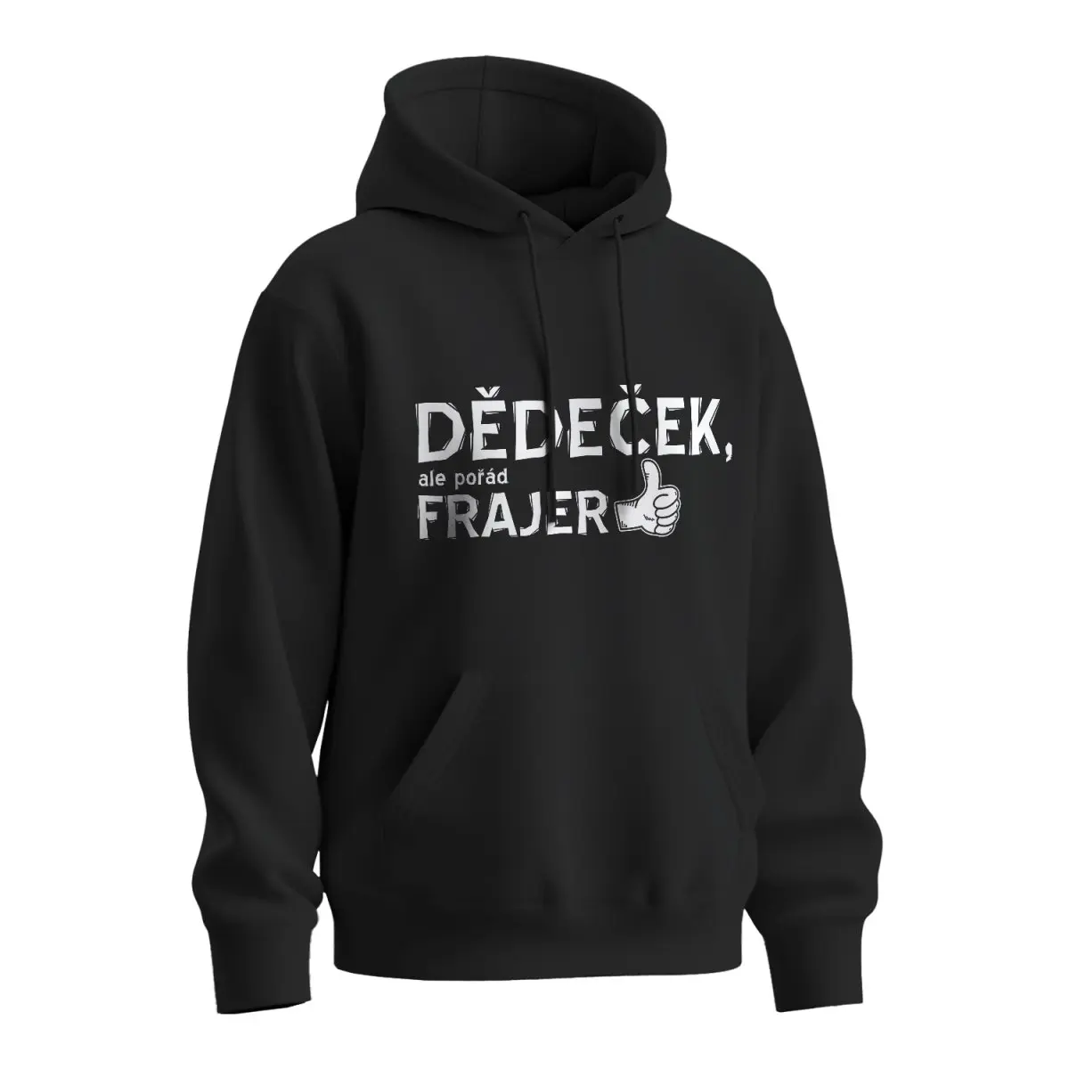Mikina s potiskem Frajer dědeček - černá XL