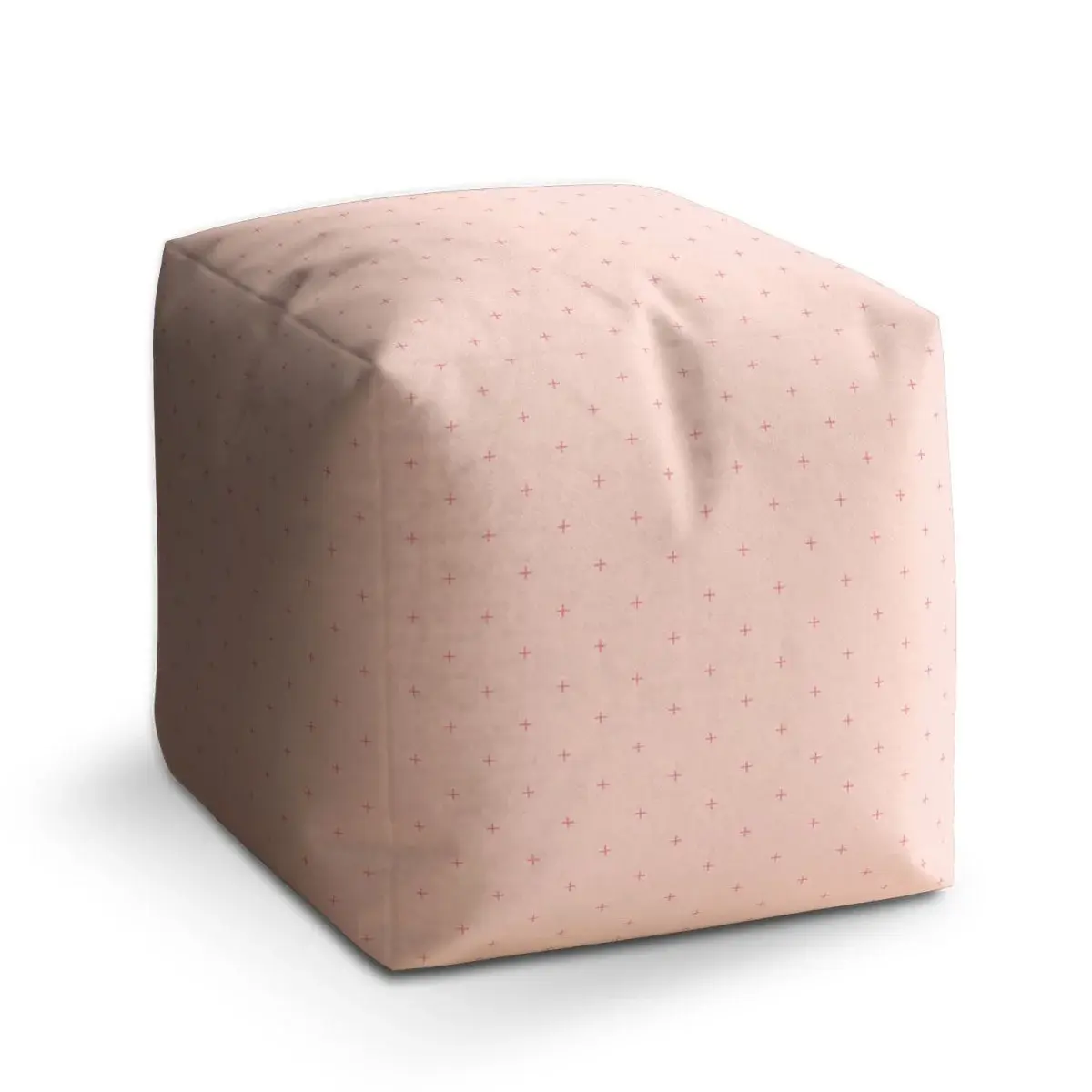 Taburet Cube Růžové křížky na světle růžové - 40x40x40 cm