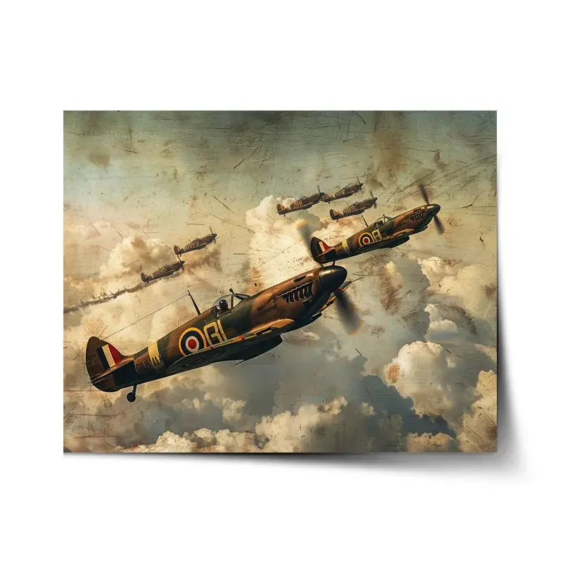 Plakát Stíhačky Spitfire v letecké bitvě - 90x60 cm