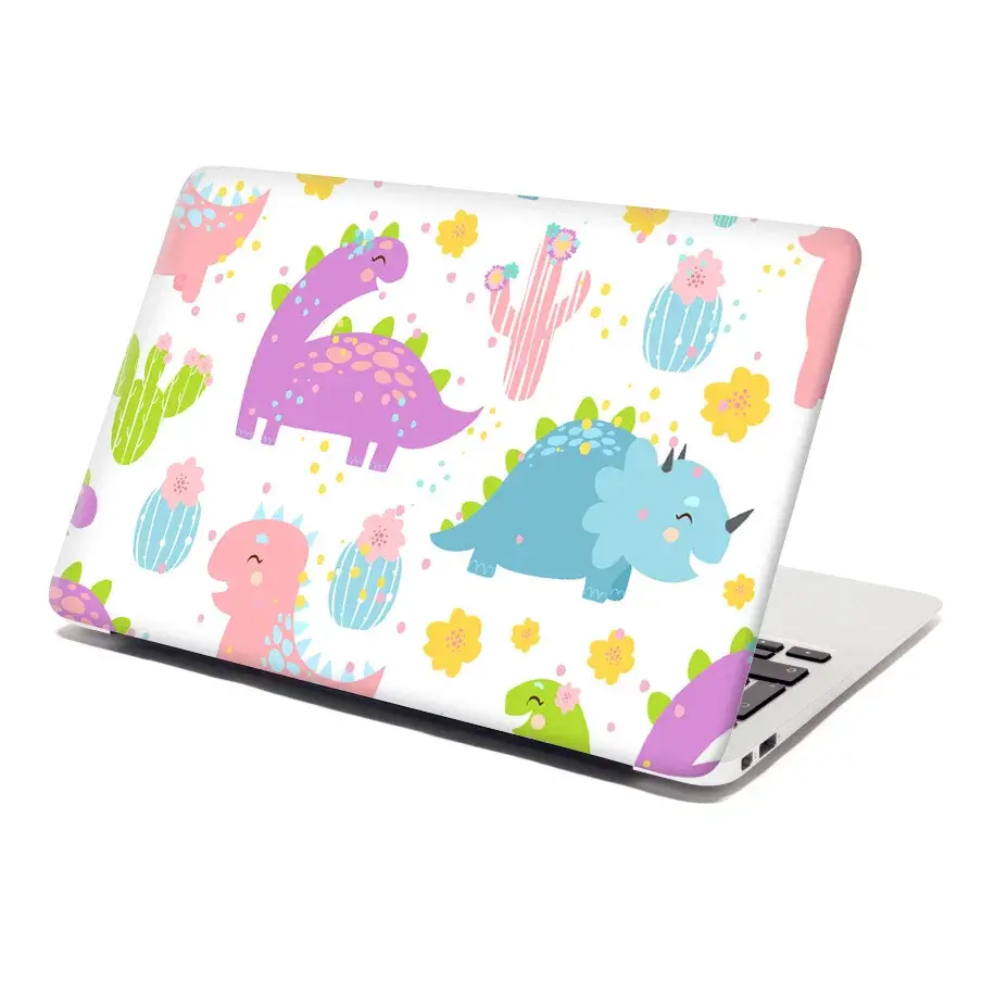 Samolepka na notebook Dinosauři s kaktusy - 38x26 cm