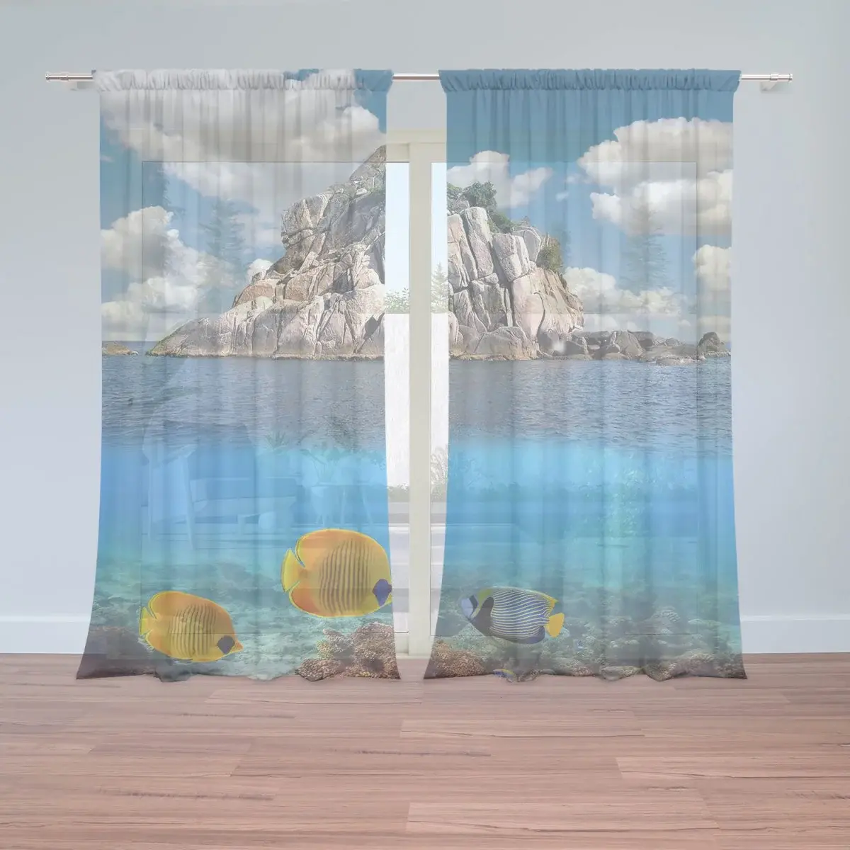 Záclony Skála v moři: 2ks 150x250cm