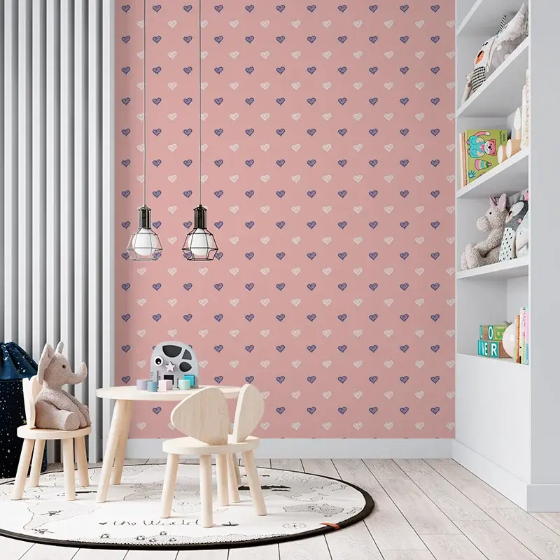 Tapeta Srdíčka na růžové - 336x220 cm