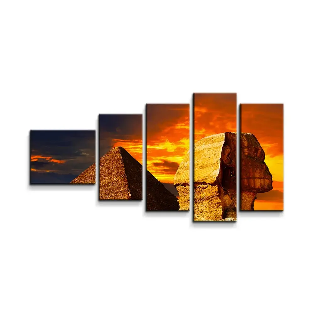 Obraz - 5-dílný Pyramidy - 100x60 cm