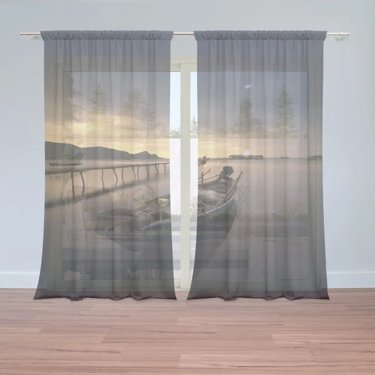Záclony Loďka na jezeře 2: 2ks 150x250cm