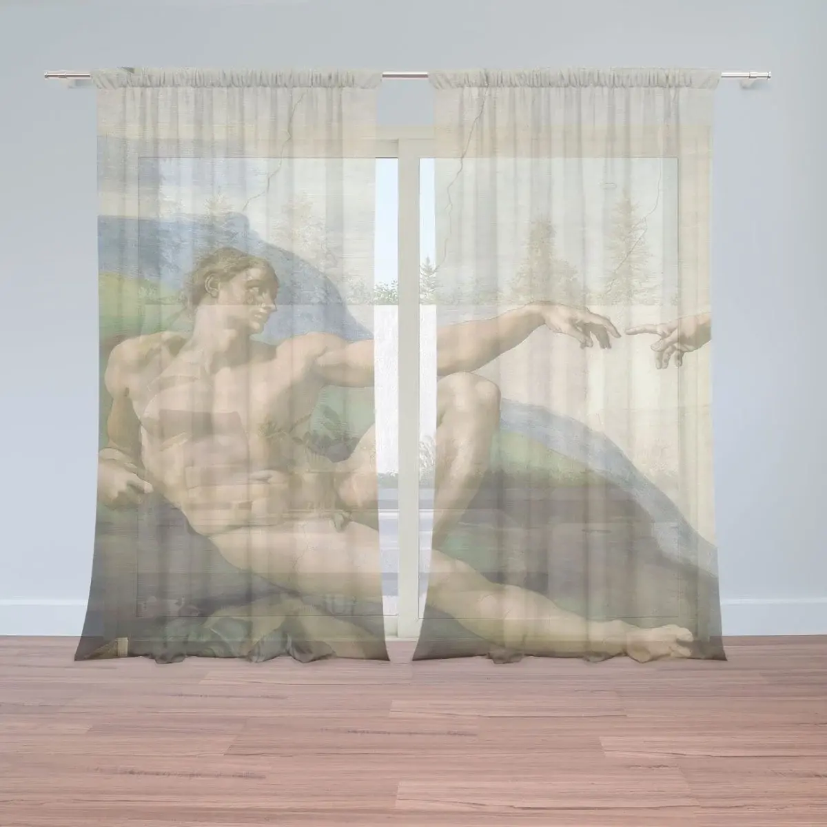 Záclony Stvoření Adama - Michelangelo Buonarroti: 2ks 150x250cm