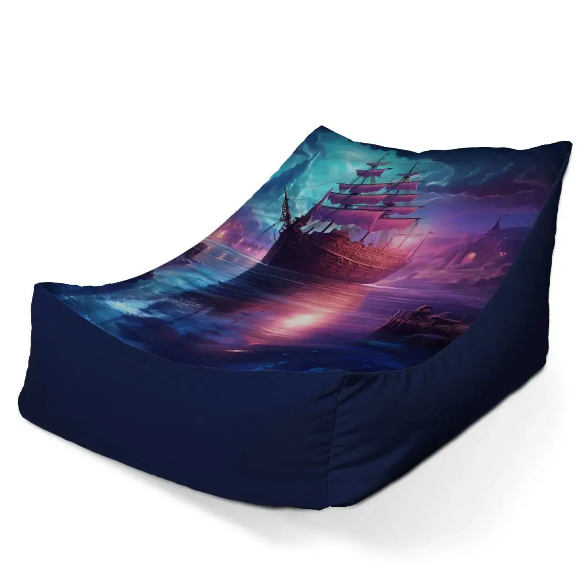 Sedací vak Lounge Magická plachetnice pod měsícem - 120 x 100 x 80 cm