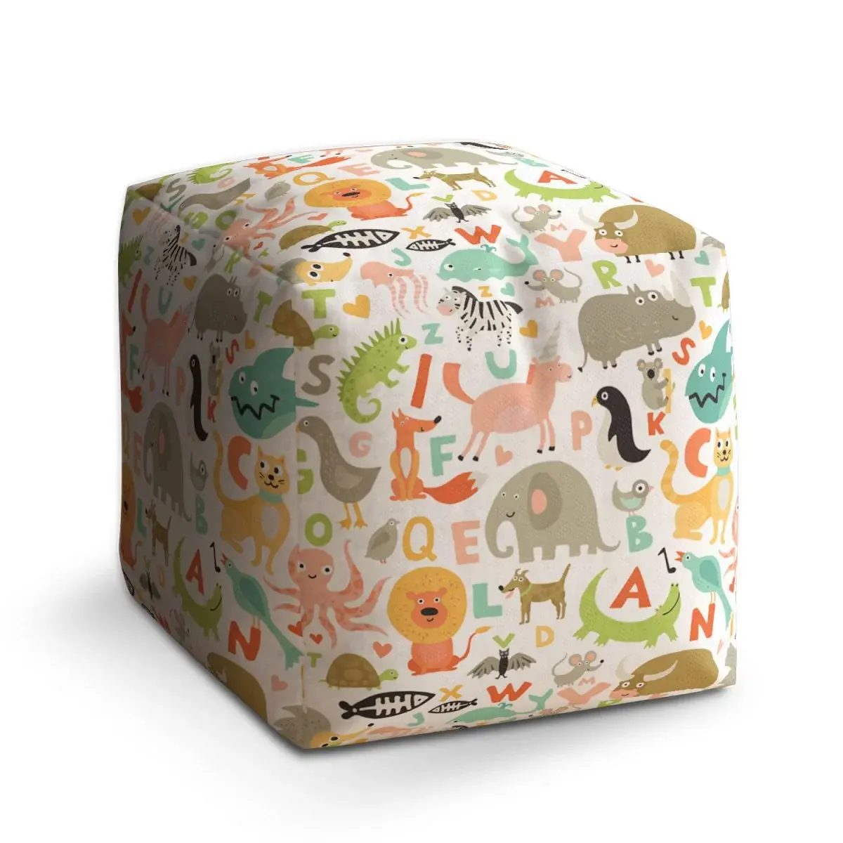 Taburet Cube Zoo abeceda - 50x50x50 cm