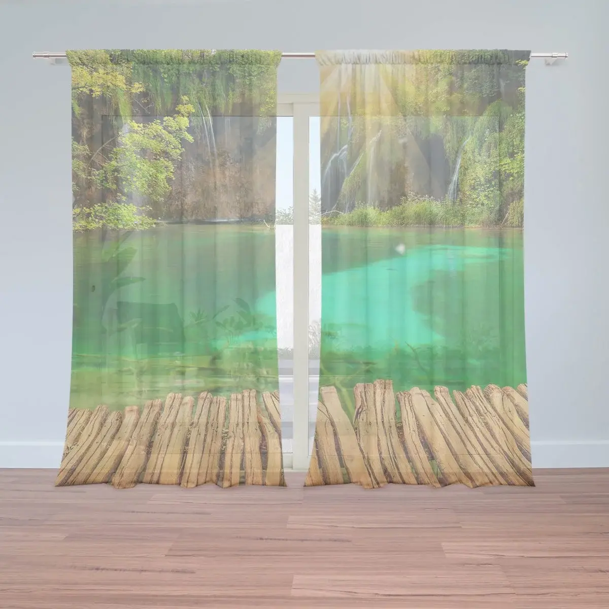 Záclony Jezírko s vodopádem: 2ks 150x250cm