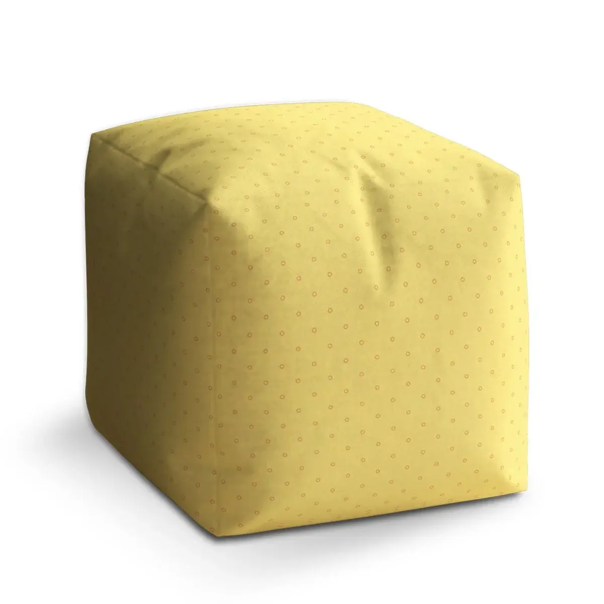 Taburet Cube Červené kroužky na žluté - 40x40x40 cm