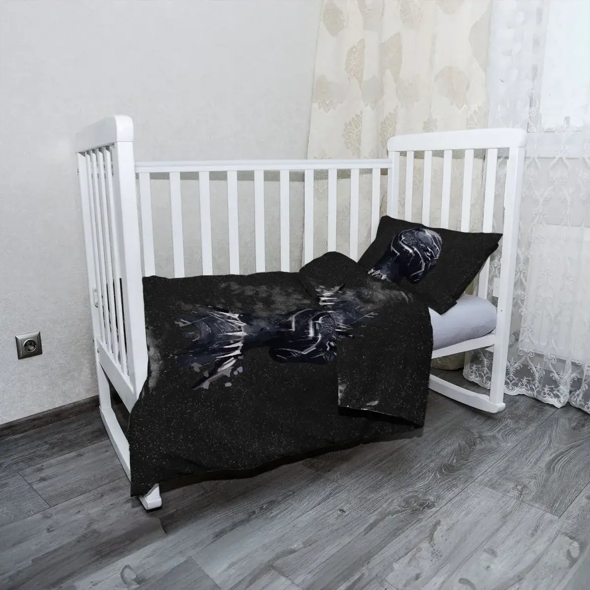 Mikroplyšové dětské povlečení do postýlky BLACK PANTHER z profilu Vesmír - 120x90 / 40x60