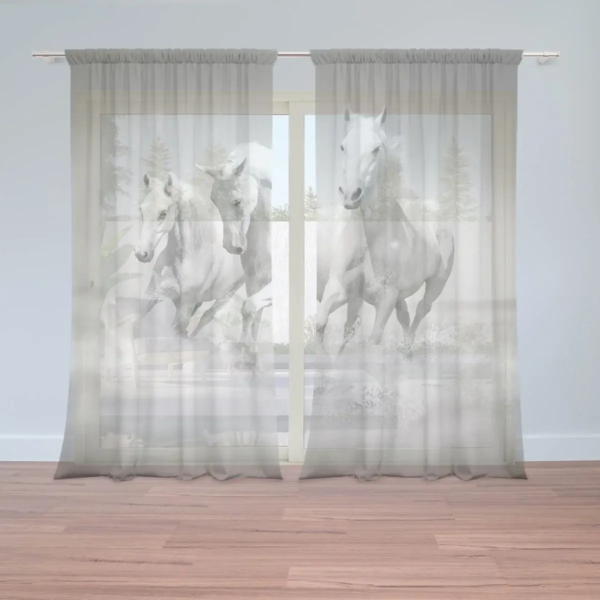 Záclony Bílí koně: 2ks 150x250cm