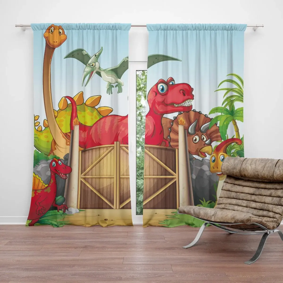 Zatemňovací závěs Dinosauři 4: 2ks 140x250cm