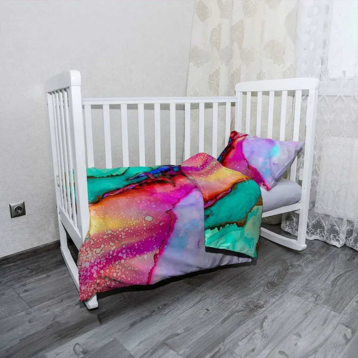 Mikroplyšové dětské povlečení do postýlky Barvičky - 100x135 / 40x60