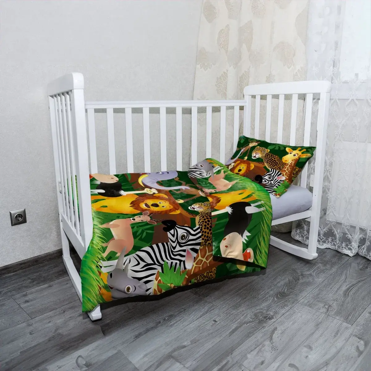 Mikroplyšové dětské povlečení do postýlky Zvířátka - 120x90 / 40x60