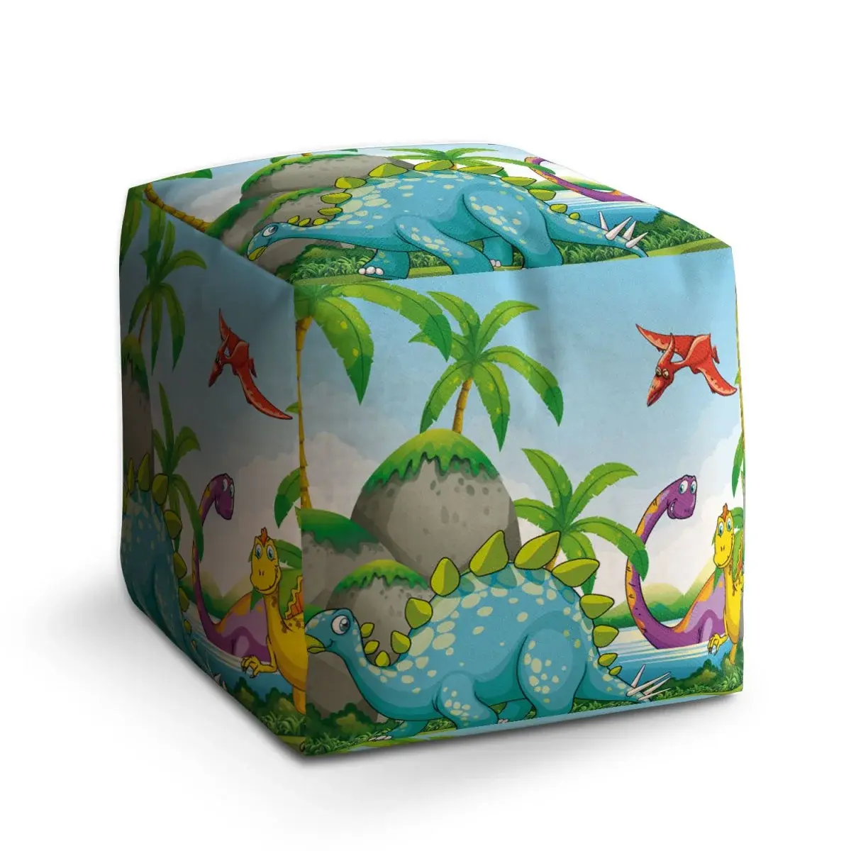 Taburet Cube Dinosauři 3 - 60x60x60 cm