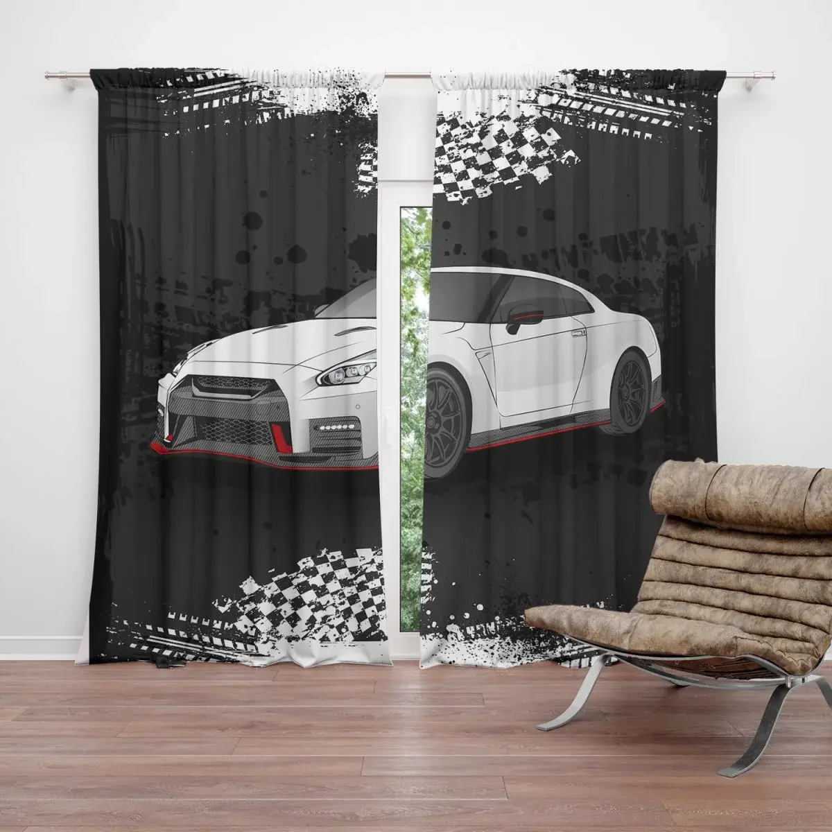 Závěs Nissan GTR 35 Černý: 2ks 140x250cm