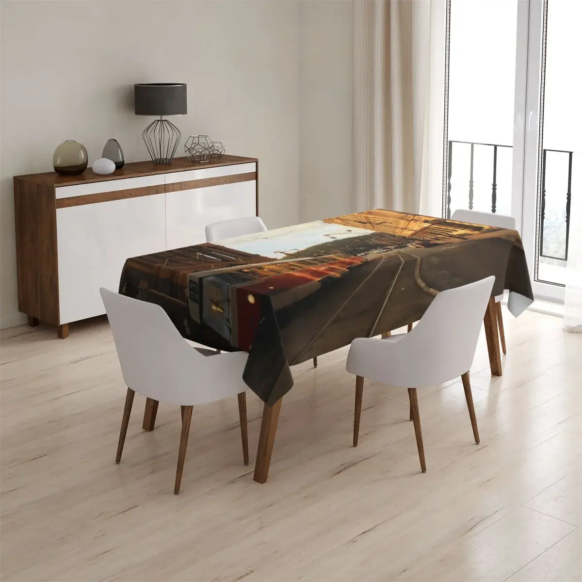 Ubrus Tramvaj v historickém městě - 130x170 cm
