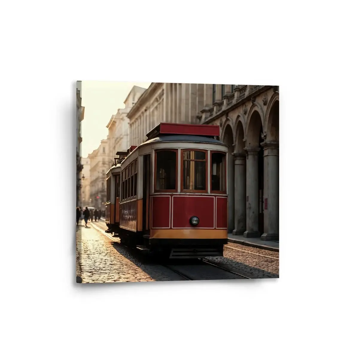 Obraz Historická červená tramvaj - 50x50 cm