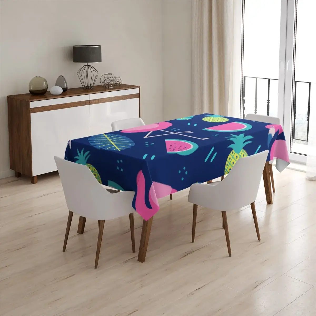 Ubrus Růžoví plameňáci - 130x130 cm