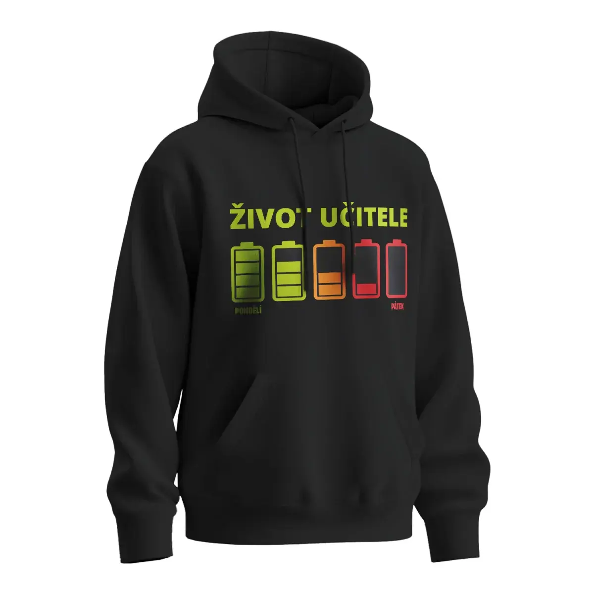 Mikina s potiskem Život učitele Září-Červen - černá