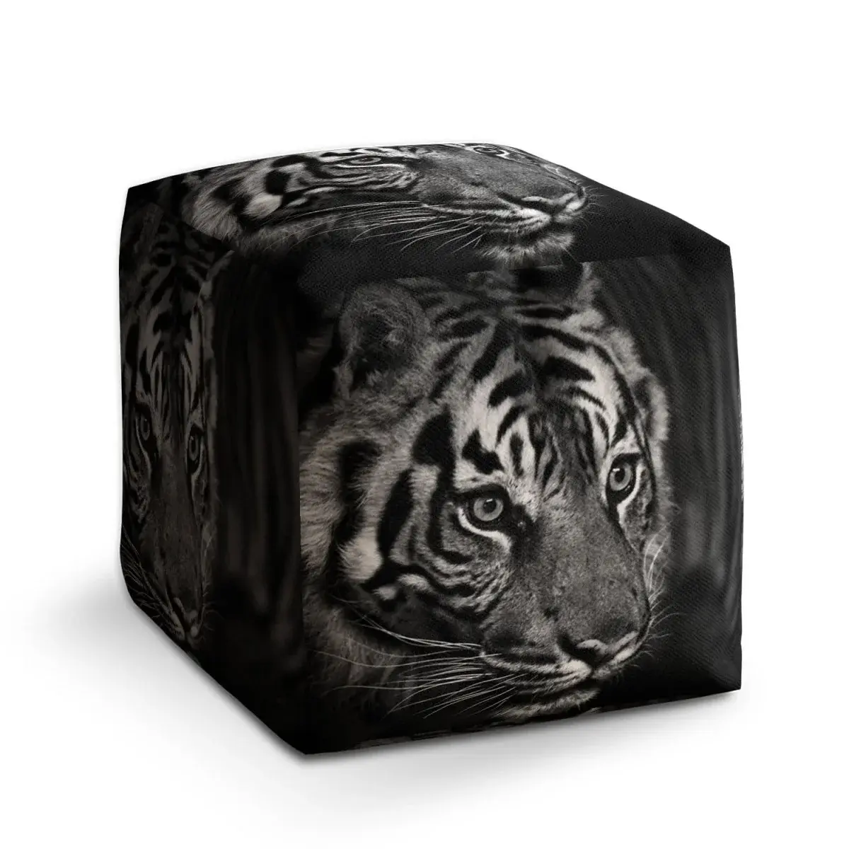 Taburet Cube Černobílý tygr - 40x40x40 cm