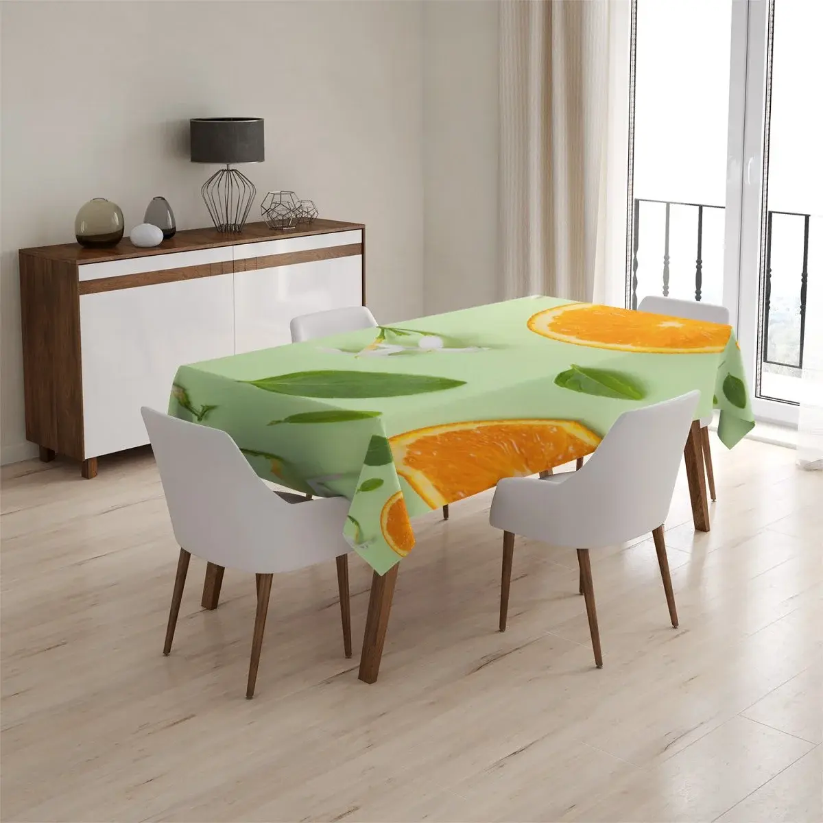 Ubrus Citrus a květ - 145x240 cm