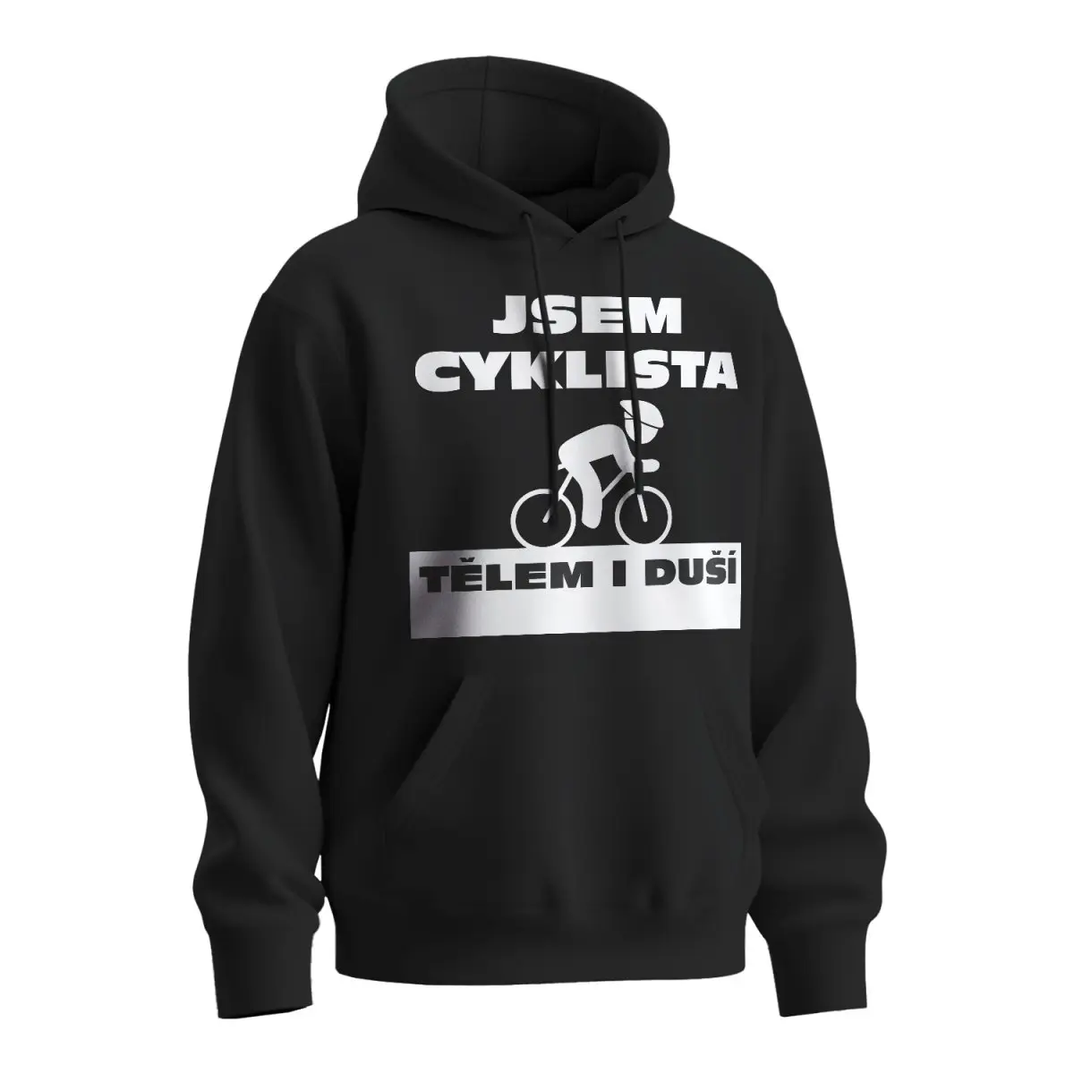 Mikina s potiskem Jsem cyklista tělem i duší - černá