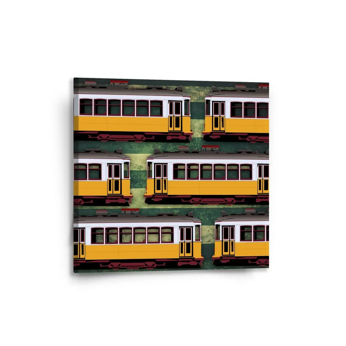 Obraz Lisabonské historické tramvaje Zelený Pattern - 50x50 cm