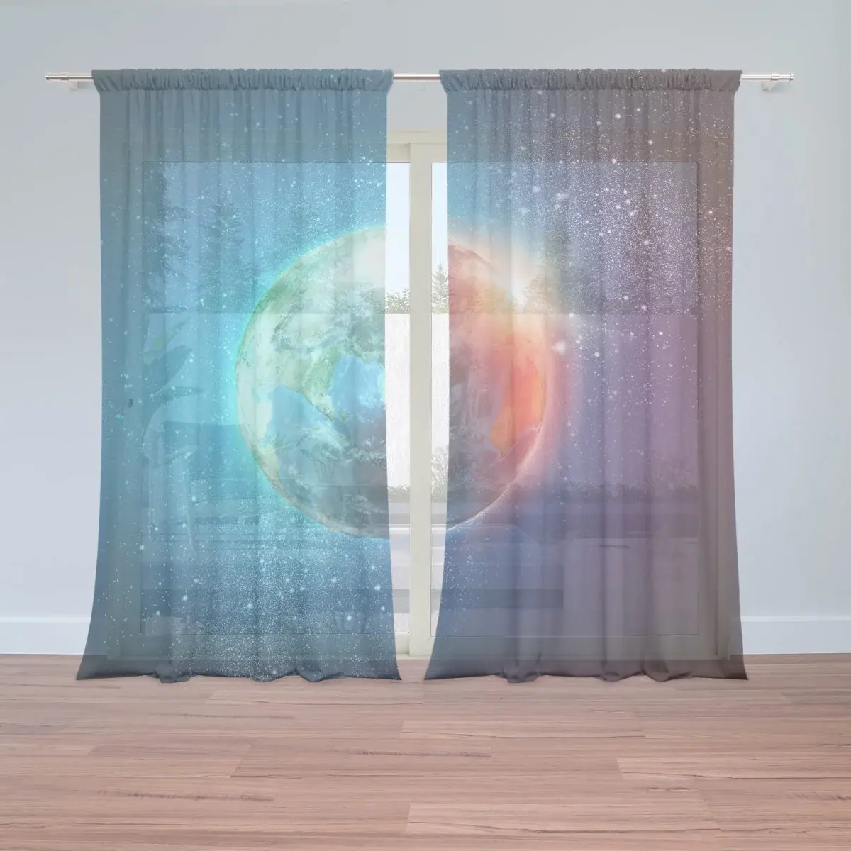 Záclony Země ve vesmíru: 2ks 150x250cm
