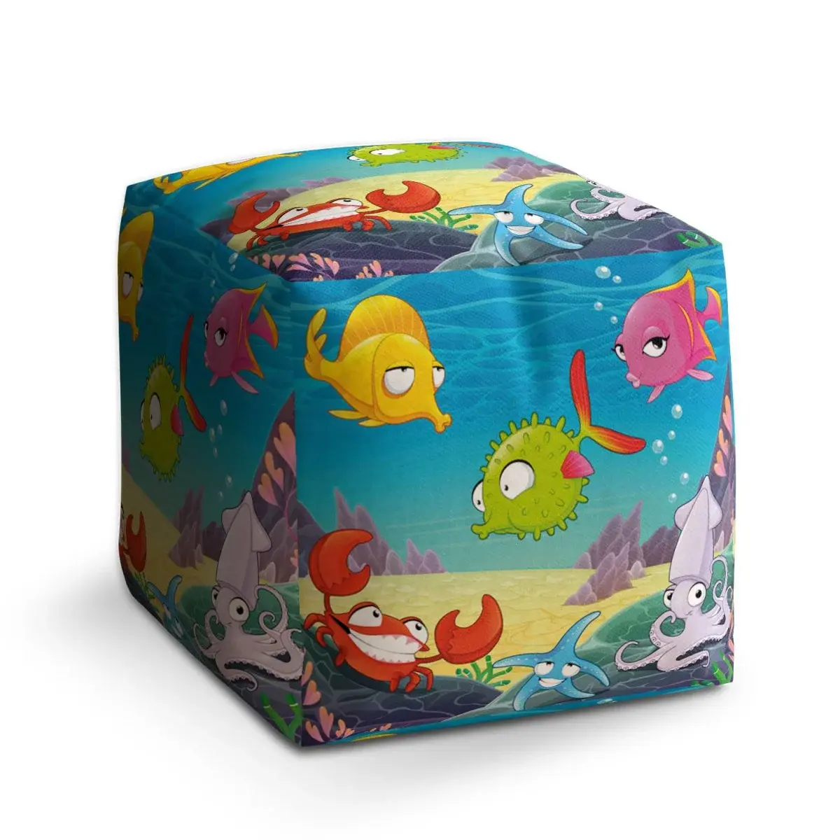 Taburet Cube Podmořský svět 2 - 60x60x60 cm