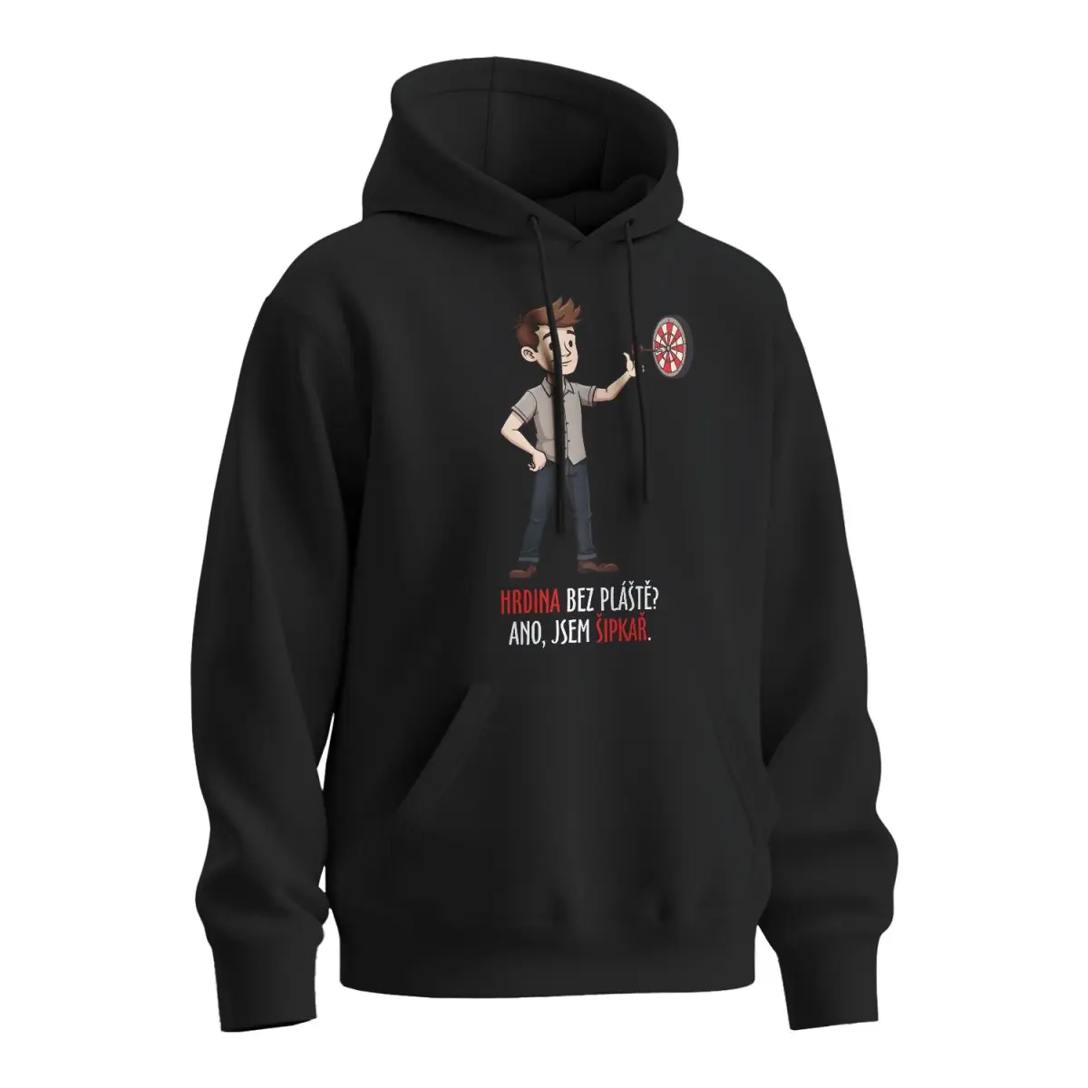 Mikina s potiskem Hrdina bez pláště? Ano, jsem šipkař - černá 4XL