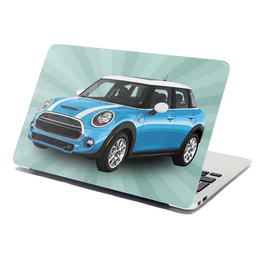 Samolepka na notebook Mini sedan Zelené pozadí - 38x26 cm