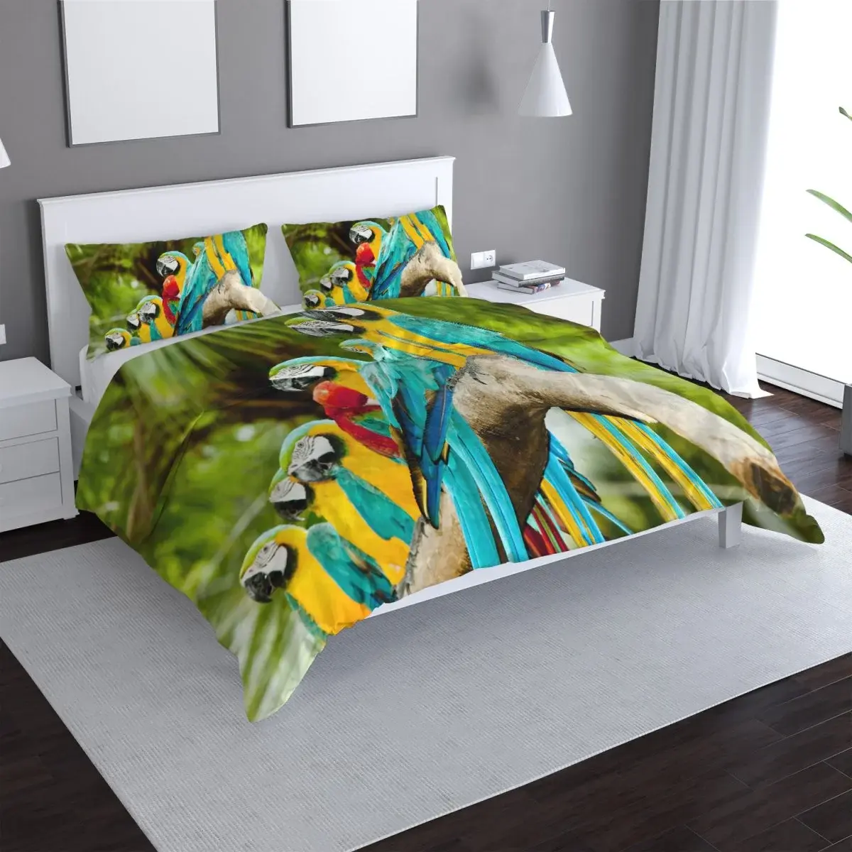 Povlečení Papoušci na větvi - 140x220 / 90x70