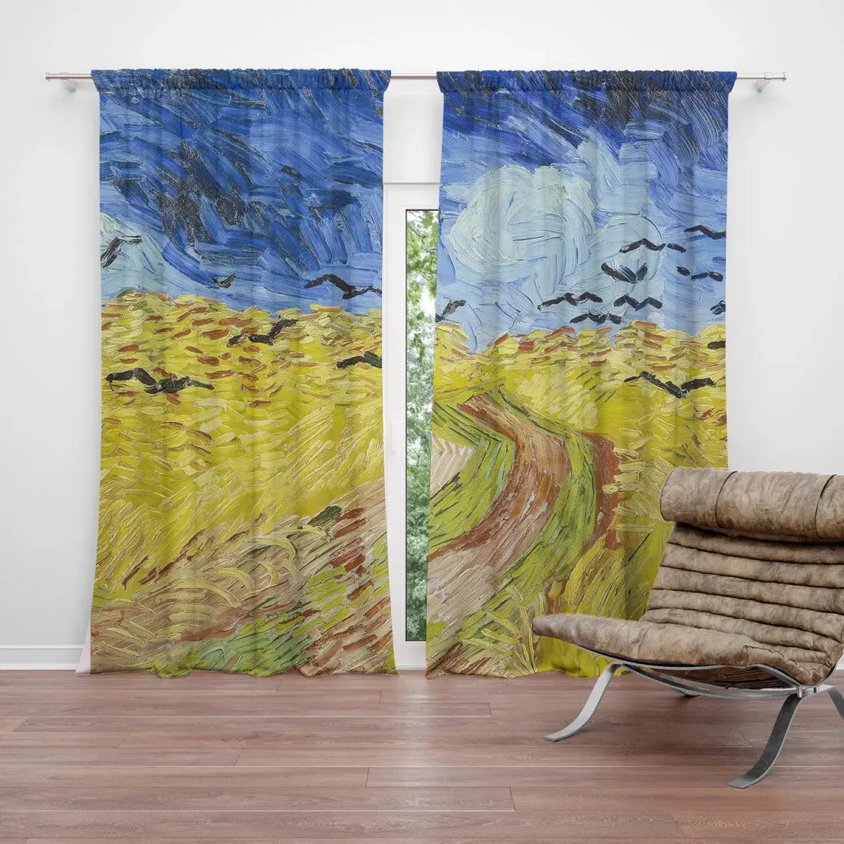 Závěs Pšeničné pole s vránami - Vincent van Gogh: 2ks 140x250cm