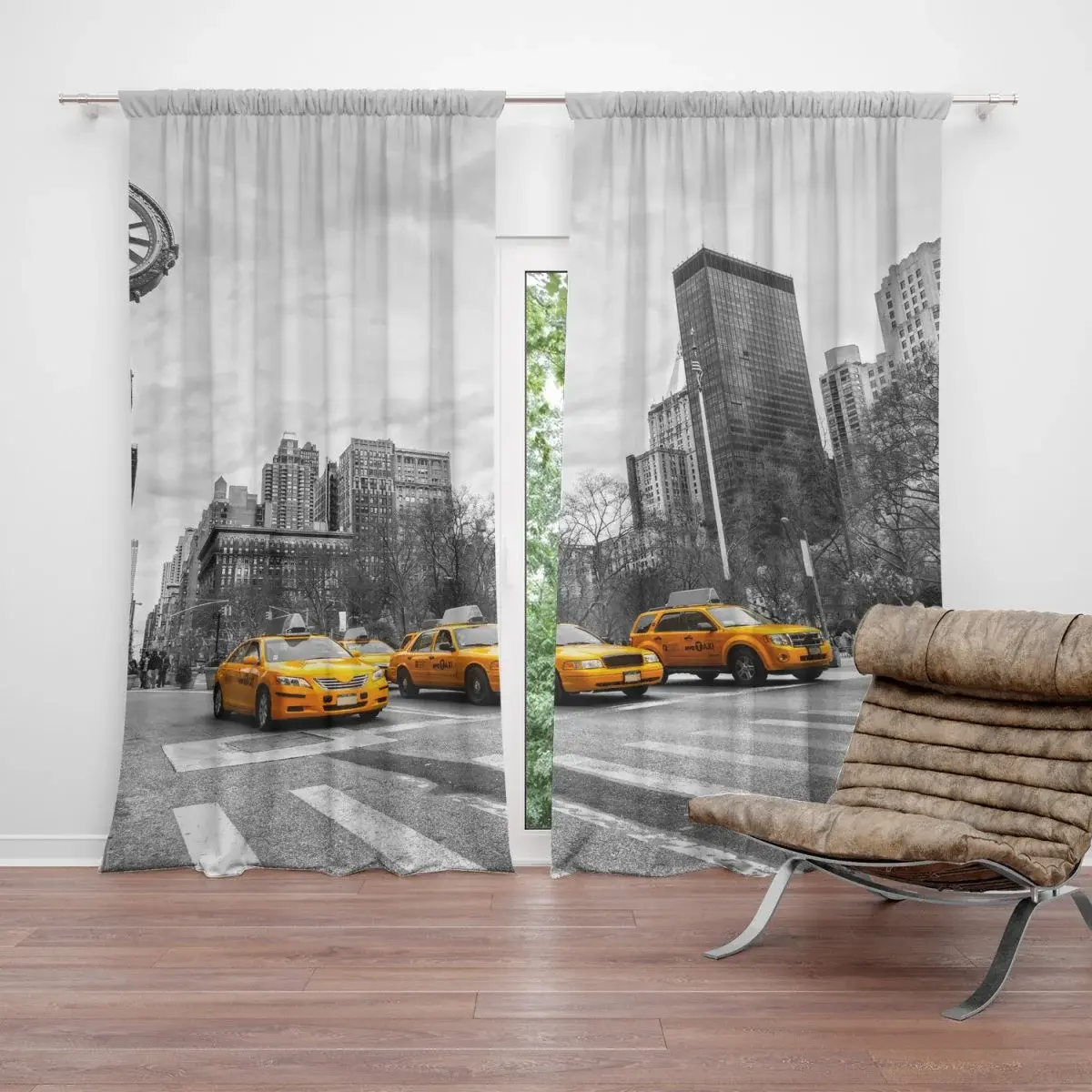 Závěs Žluté taxiky: 2ks 140x250cm