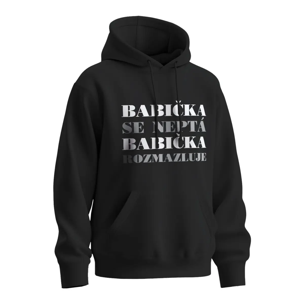 Mikina s potiskem Babička se neptá, babička rozmazluje - černá 3XL