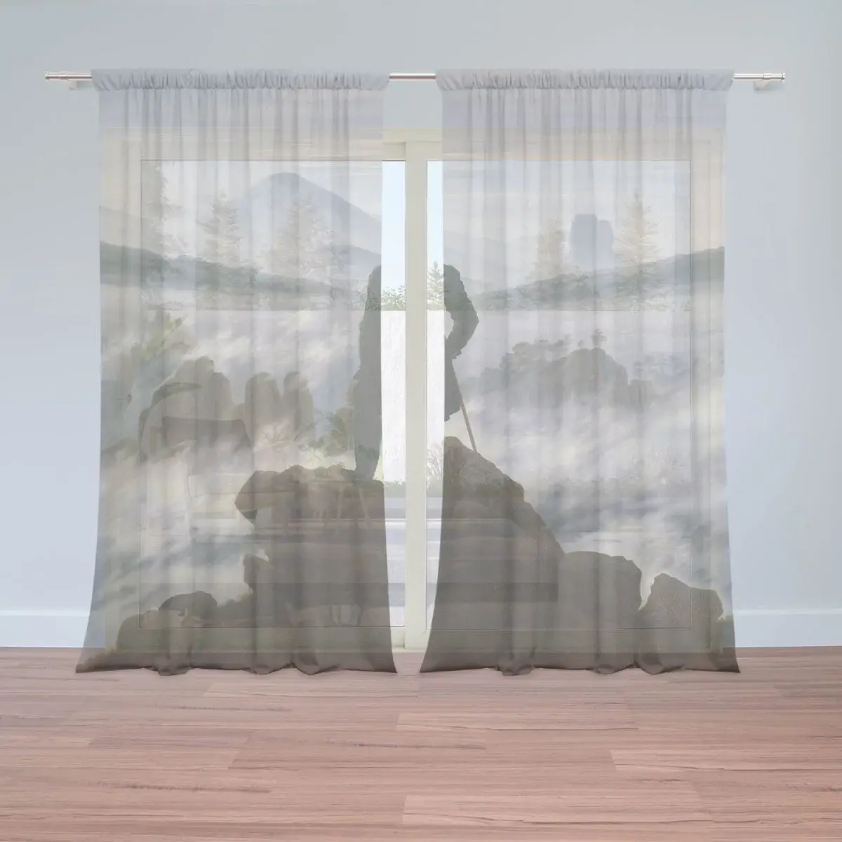 Záclony Poutník nad mořem mlhy - Caspar David Friedrich: 2ks 150x250cm