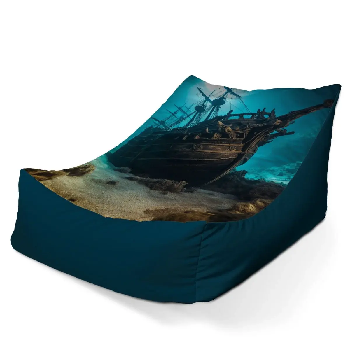 Sedací vak Lounge Vrak dřevěné lodi na dně moře - 80 x 95 x 50 cm