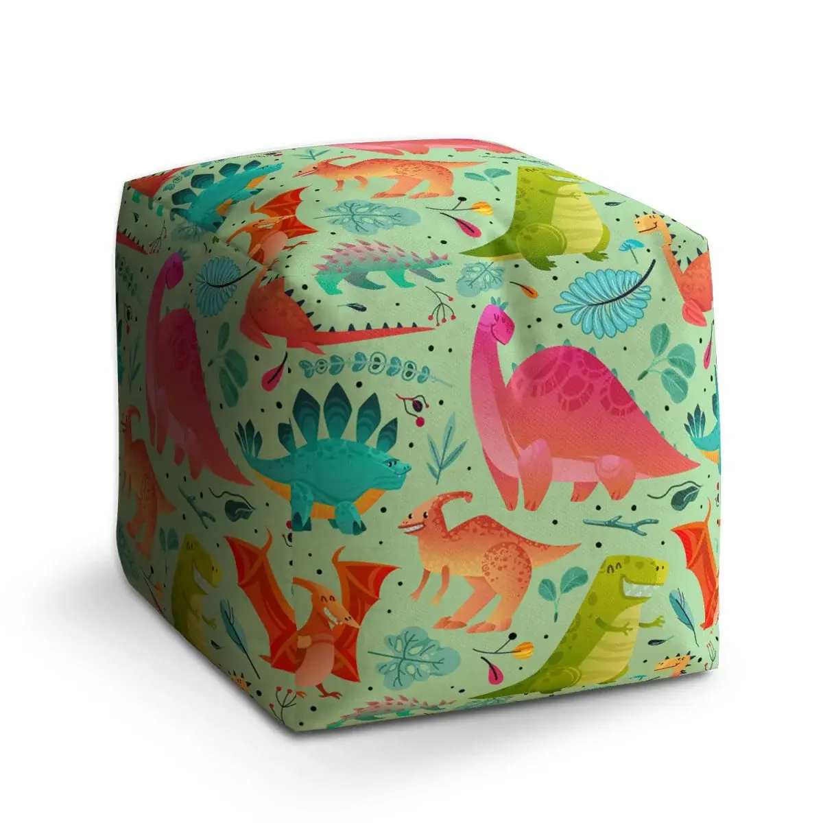 Taburet Cube Dinosauři v trávě - 60x60x60 cm