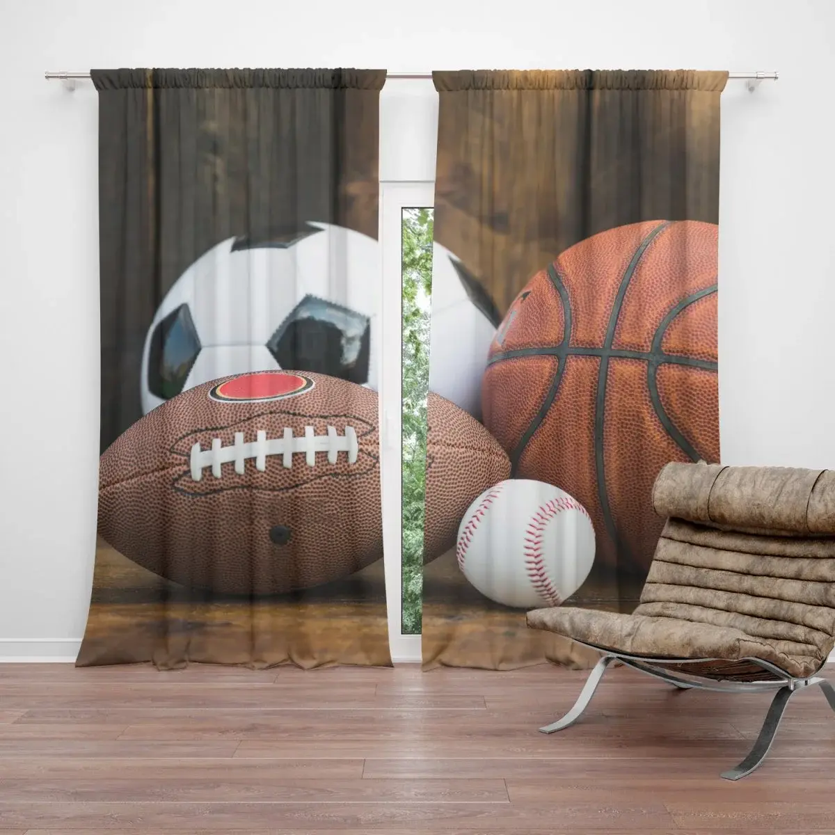 Závěs Sportovní míče: 2ks 140x250cm