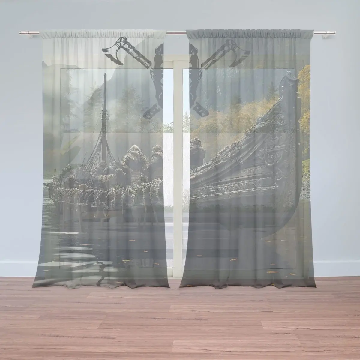 Záclony Vikingové Loď: 2ks 150x250cm
