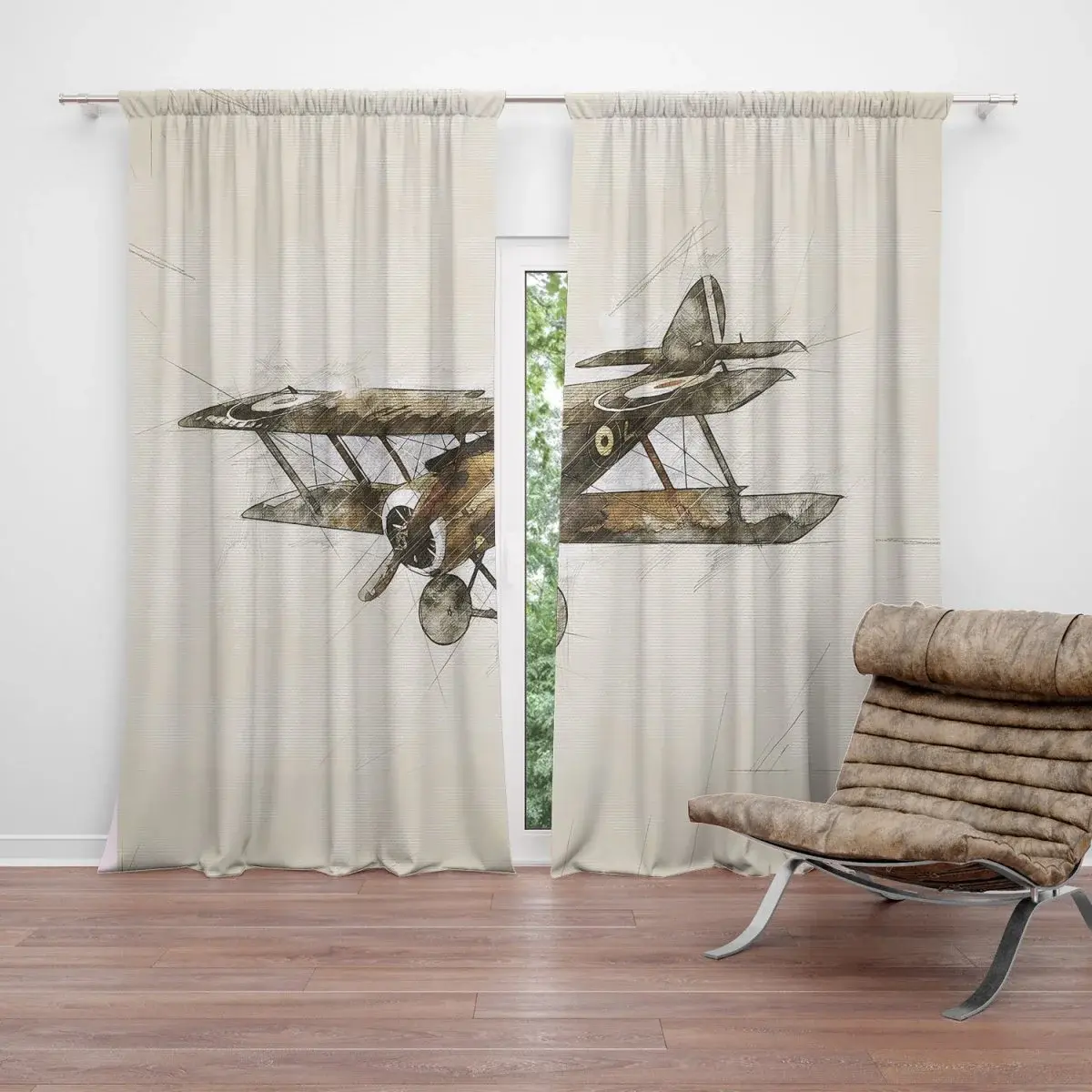 Závěs Historický dvouplošník Vintage: 2ks 140x250cm