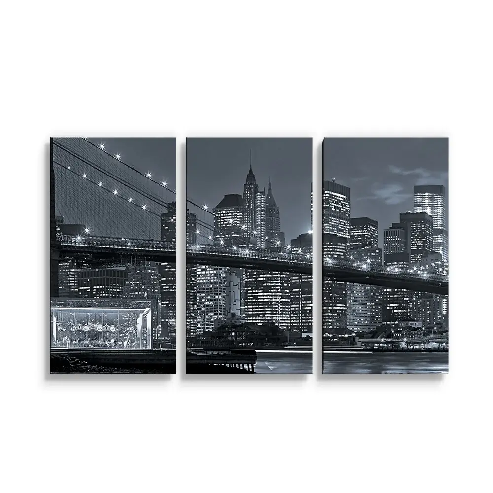 Obraz - 3-dílný Noční New York 2 - 120x80 cm