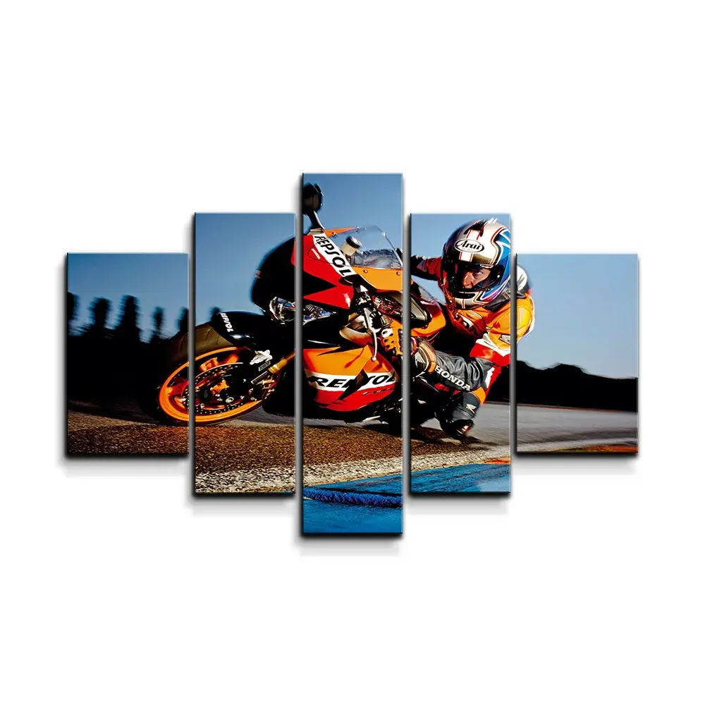 Obraz - 5-dílný Motorkář 2 - 125x90 cm
