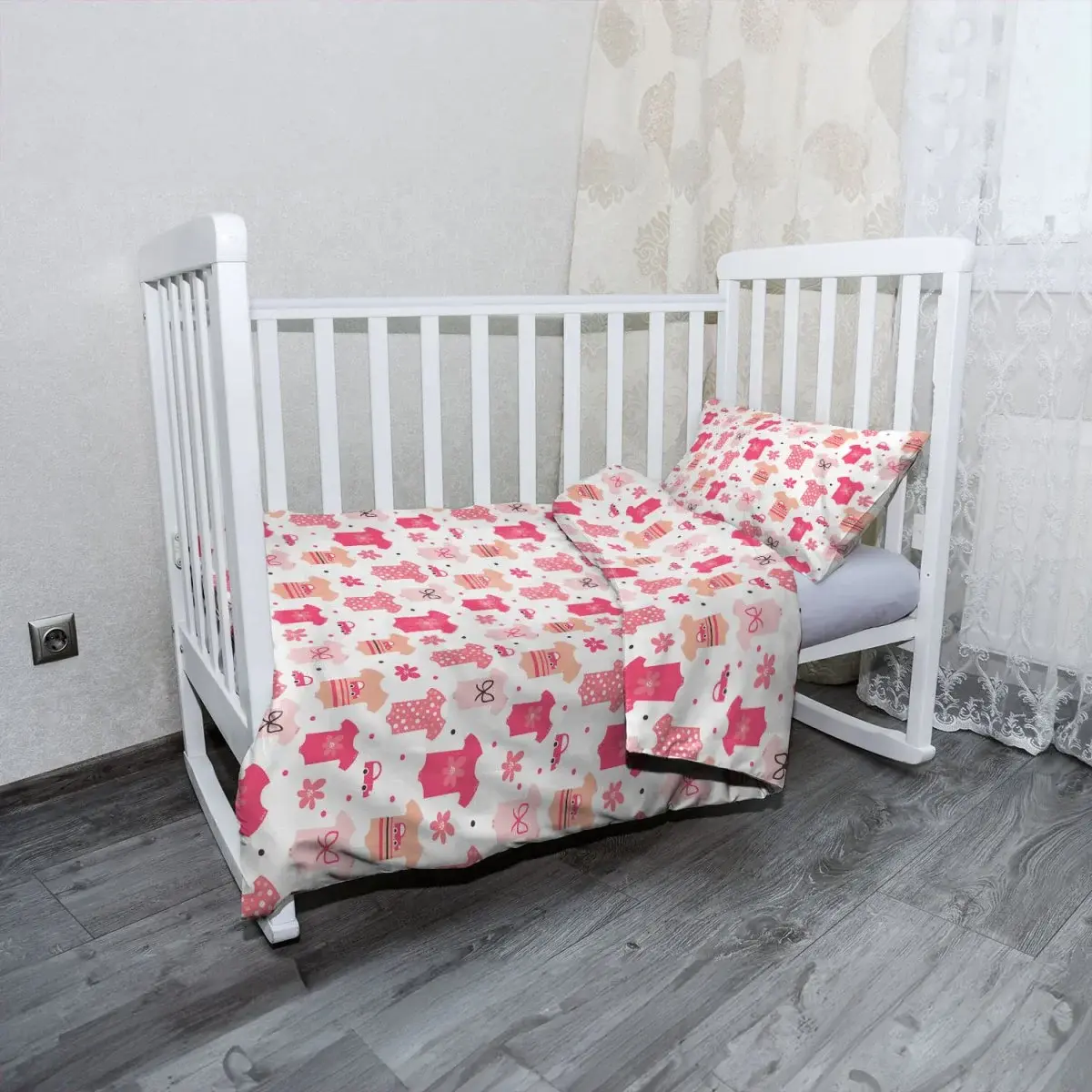 Mikroplyšové dětské povlečení do postýlky Bodýčka a puntíky - 120x90 / 40x60