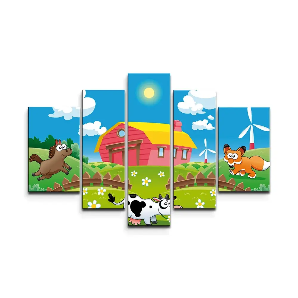 Obraz - 5-dílný Farma - 125x90 cm