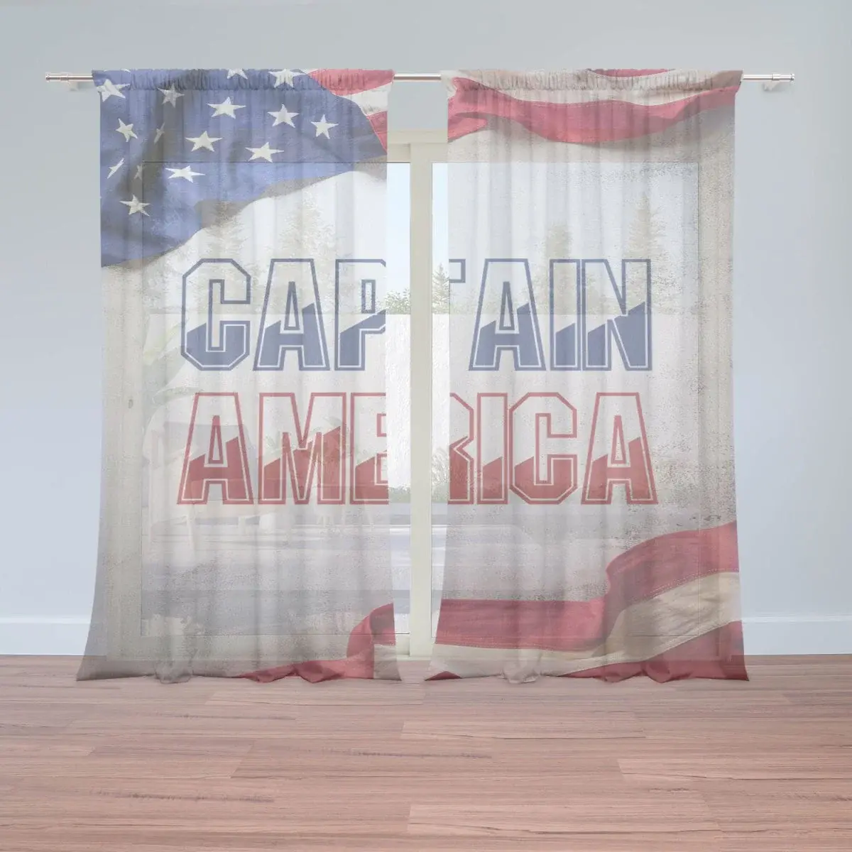 Záclony Kapitán Amerika Vlajka: 2ks 150x250cm