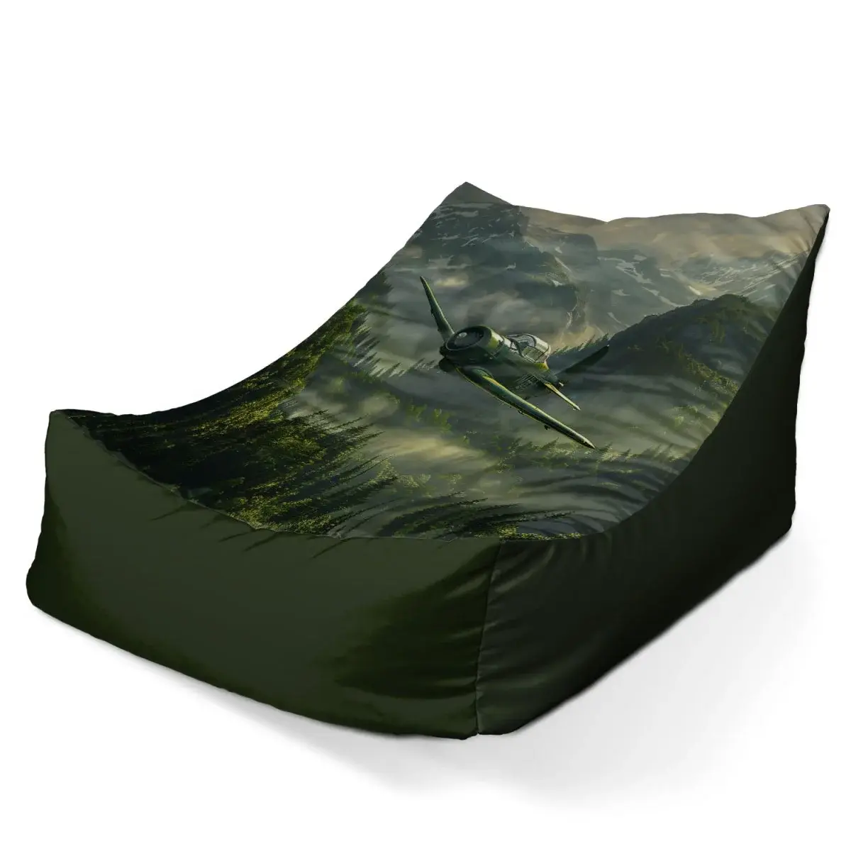 Sedací vak Lounge Bojové letadlo v horách - 80 x 95 x 50 cm